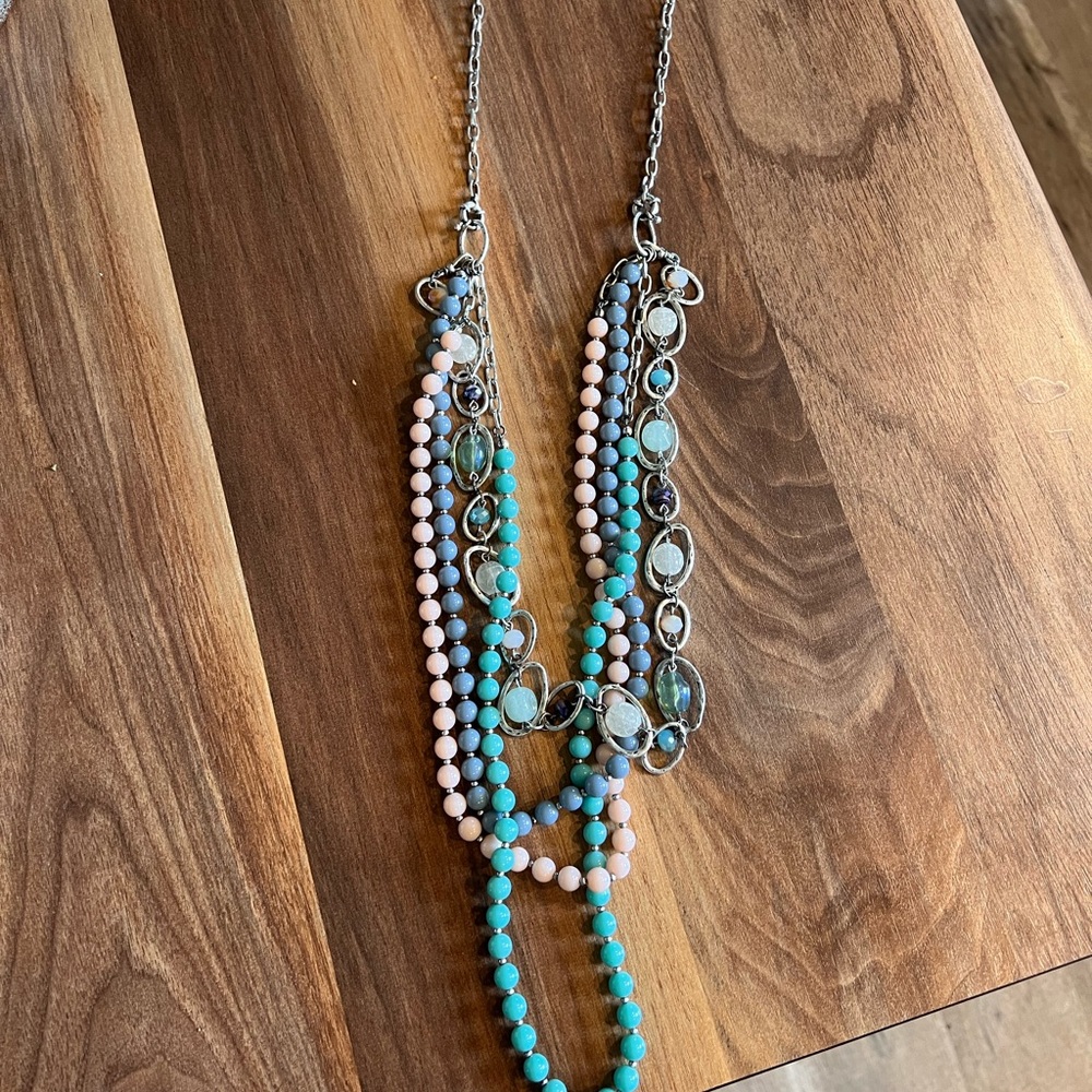 Colorful Beaded Silver Necklace